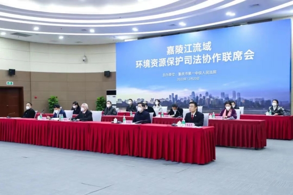 嘉陵江流域環(huán)境資源保護司法協(xié)作聯席會現場。重慶一中法院供圖