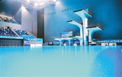 西安奧體中心游泳跳水館。(資料圖片 首席記者 王健 攝)